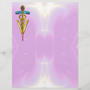 金ゴールドCADUCEUS獣医シンボル,薄紫,ピンク
