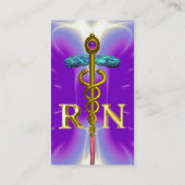 金ゴールドCADUCEUS登録ナースシンボルパープルピンク 名刺 (裏面)
