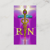 金ゴールドCADUCEUS登録ナースシンボルピンク明るい赤紫色 名刺 (裏面)