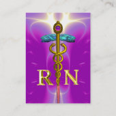 金ゴールドCADUCEUS登録ナースシンボルピンク明るい赤紫色 名刺 (裏面)