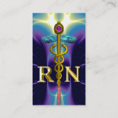 金ゴールドCADUCEUS登録ナースシンボルライトブルー 名刺 (裏面)