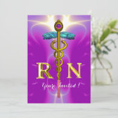 金ゴールドCADUCEUS登録ナース記号卒業 招待状 (スタンド正面)