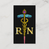 金ゴールドCADUCEUS登録ナース記号白黒 名刺 (裏面)