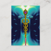 金ゴールドCADUCEUS、ドクターメディカルサービスブルーイエロー 名刺 (裏面)