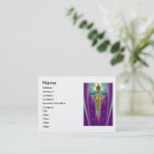 金ゴールドCADUCEUS，医師，医療サービスパープルグリーン 名刺 (スタンド正面)