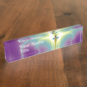 金ゴールドCADUCEUS、紫鮮やかの羊毛 デスクネームプレート (側面)