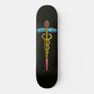 金ゴールドCADUCEUS,黒 スケートボード