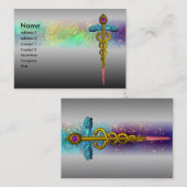 金ゴールドCADUCEUS、DOCTOR MEDICAL SERVICE Metal Gray 名刺 (正面/裏面)