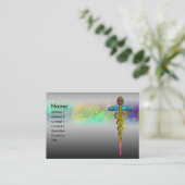 金ゴールドCADUCEUS、DOCTOR MEDICAL SERVICE Metal Gray 名刺 (スタンド正面)