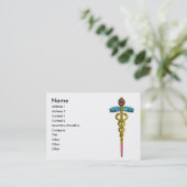 金ゴールドCADUCEUS IN BLUE SKY，医師，医療 名刺 (スタンド正面)