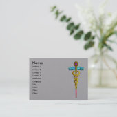 金ゴールドCADUCEUS MEDICAL SYMBOLグレー紙 名刺 (スタンド正面)