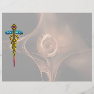 金ゴールドCADUCEUS MEDICAL SYMBOL、フラクタルバラ