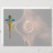金ゴールドCADUCEUS MEDICAL SYMBOL、フラクタルバラ (正面/裏面)