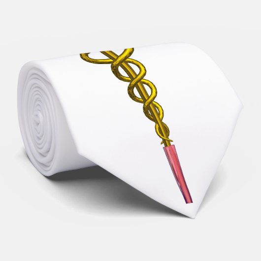 金ゴールドCADUCEUS MEDICAL SYMBOL 、白 ネクタイ (ロール)