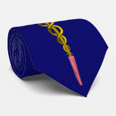 金ゴールドCADUCEUS MEDICAL SYMBOL、青 ネクタイ (ロール)