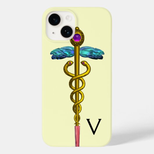 金ゴールドCADUCEUS MONOGRAM,白 Case-Mate iPhoneケース (裏面)