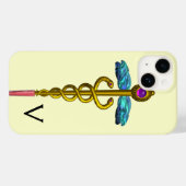 金ゴールドCADUCEUS MONOGRAM,白 Case-Mate iPhoneケース (裏面 (横))