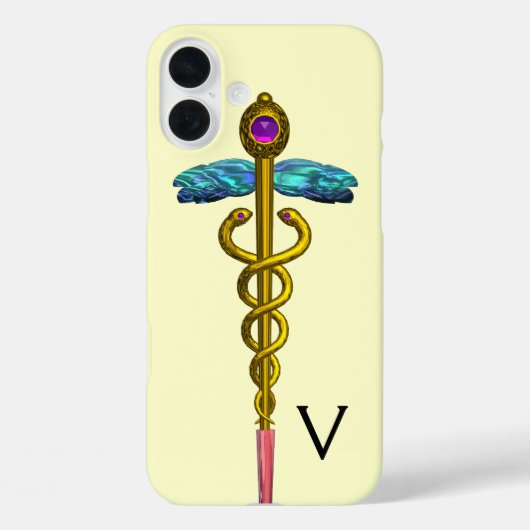 金ゴールドCADUCEUS MONOGRAM,白 Case-Mate iPhoneケース (裏面)