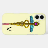 金ゴールドCADUCEUS MONOGRAM,白 Case-Mate iPhoneケース (裏面 (横))