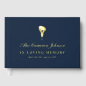 金ゴールドCala Lily Navy Blue In Loving Memory ゲストブック (正面)