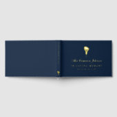 金ゴールドCala Lily Navy Blue In Loving Memory ゲストブック (全面)