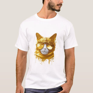 金ゴールドCAT AI印刷可能アートジェネレータ Tシャツ