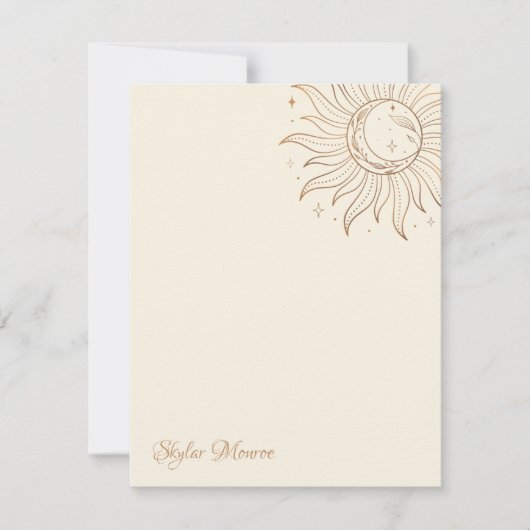 金ゴールドChensial Sun & Moon onアイボリーノートカード ノートカード (正面)