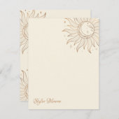 金ゴールドChensial Sun & Moon onアイボリーノートカード ノートカード (正面/裏面)