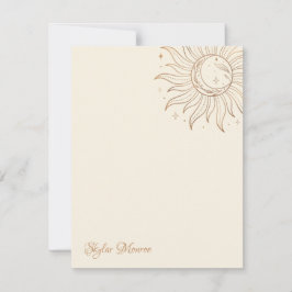 金ゴールドChensial Sun & Moon onアイボリーノートカード ノートカード