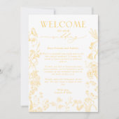 金ゴールドChinoiserieウェルカムレターと旅程 招待状 (正面)