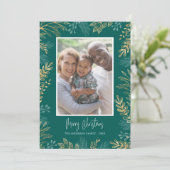 金ゴールドChristmas Greeneryオンティール（緑がかった色）2写真 シーズンカード (スタンド正面)