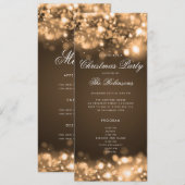 金ゴールドChristmas Lights招待状プログラム&メニュー 招待状 (正面/裏面)