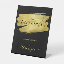 金ゴールドCovidフリー顔マスクウェディングパーティブラック 台座サイン