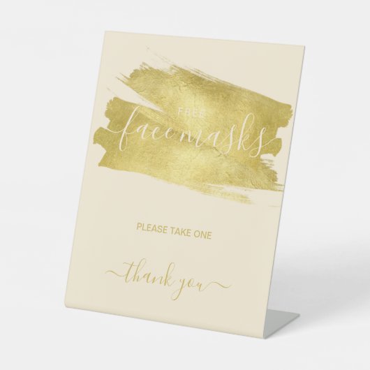 金ゴールドCovidフリー顔マスクウェディングパーティペデスタル 台座サイン (正面)