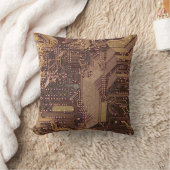 金ゴールドCyber Circuit Board Tech Art Electronics クッション (ブランケット)
