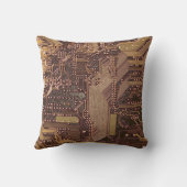 金ゴールドCyber Circuit Board Tech Art Electronics クッション (裏面)