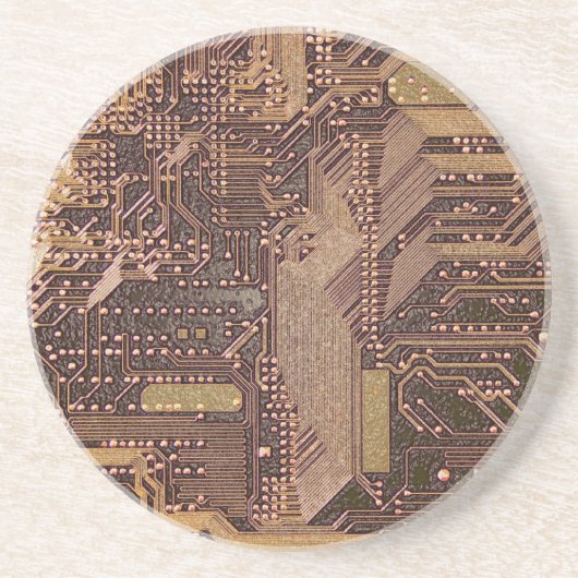 金ゴールドCyber Circuit Board Tech Art Electronics コースター (正面)