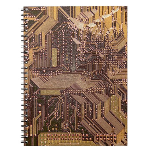 金ゴールドCyber Circuit Board Tech Art Electronics ノートブック (正面)