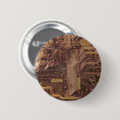 金ゴールドCyber Circuit Board Tech Art Electronics 缶バッジ (正面&裏面)