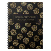 金ゴールドD20パターン |テーブルトップロールプレーヤーのキャラクター ノートブック (正面)