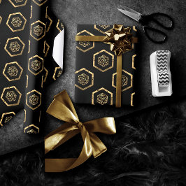 金ゴールドD20パターン |テーブルトップロールプレーヤーのサイコロ ラッピングペーパー