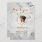 金ゴールドDaffodils悔やみや弔慰サンキューカードと写真 サンキューカード (正面/裏面)