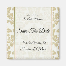 金ゴールドdamask Save the Date Magnet invitation マグネット