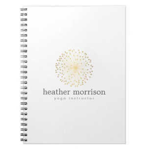 金ゴールドDANDELIONスターバストロゴON WHITE Notebook ノートブック