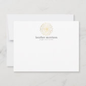 金ゴールドDANDELIONスターバストロゴON WHITE Notecard ノートカード (正面)