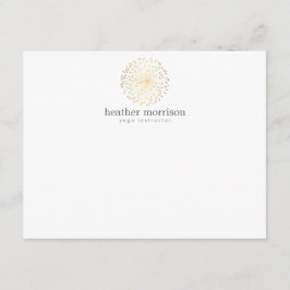 金ゴールドDANDELIONスターバストロゴON WHITE Notecard ノートカード