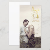 金ゴールドDate Script Overlay Photo Cardの保存 セーブザデート (正面/裏面)