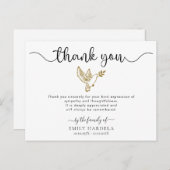 金ゴールドDove葬式シンプルサンキューカード ポストカード (正面/裏面)