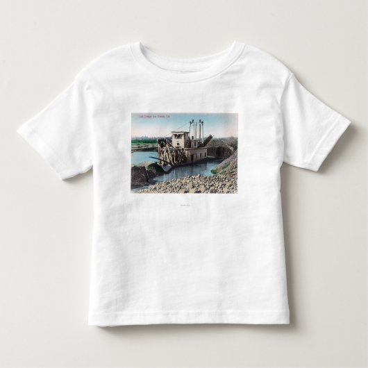 金ゴールドDredgerOroville、カリフォルニアの外観 トドラーTシャツ (正面)