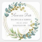 金ゴールドeucalyptus greeneryデイトスクエアを保存 スクエアシール (正面)